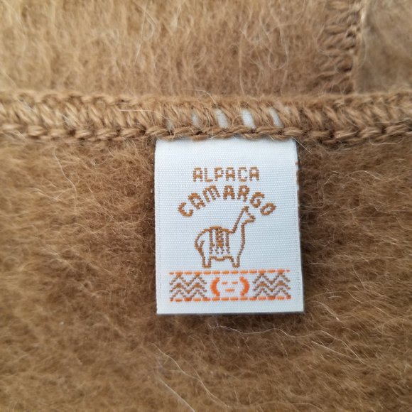 ALPACA CAMARGO Scarf Tan Soft Peruvian Alpaca Blend Fringed Soft 9 x 70 - Picture 6 of 9